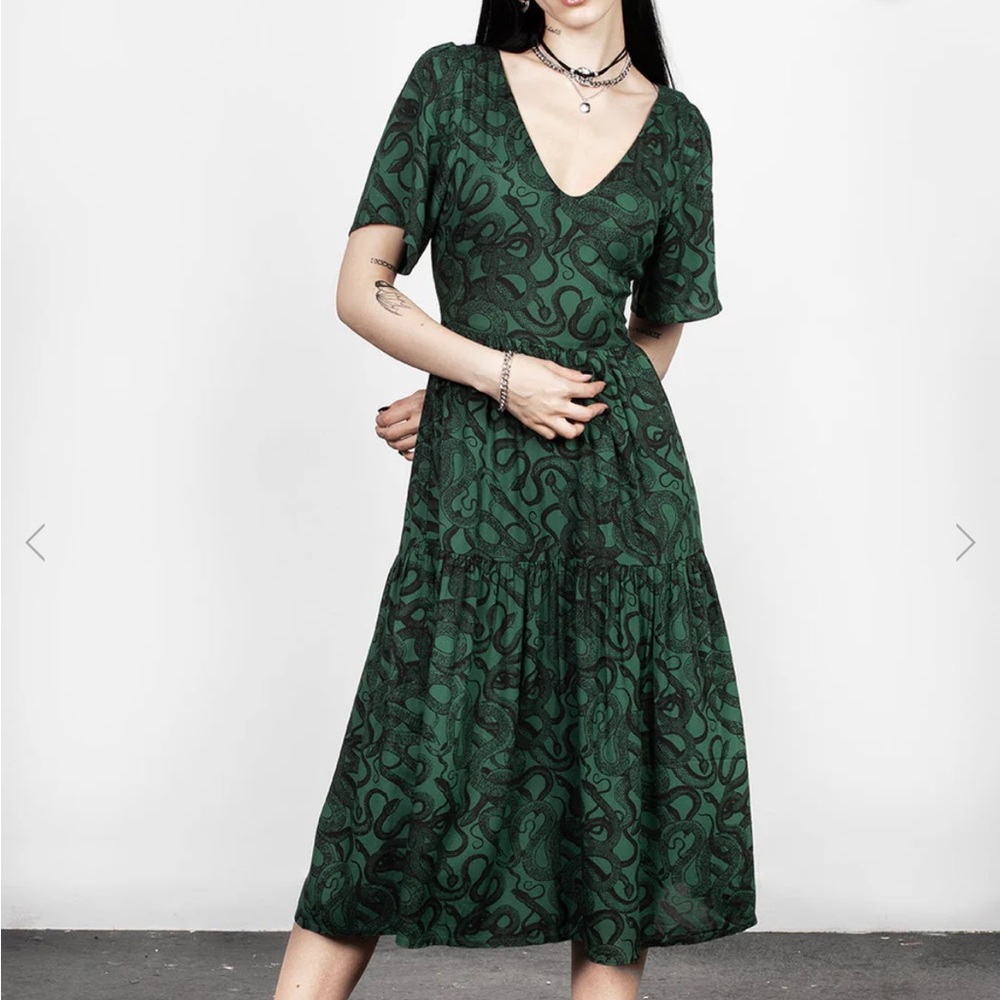 Disturbia Ophidia Midi Dress, Green, US 12